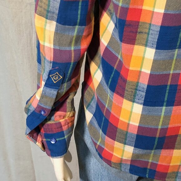 Gant Blue Orange Yellow Plaid Shirt S - Picture 5 of 8